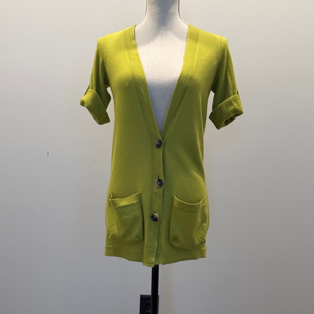 Theory Chartreuse Women's Cardigan Sweater